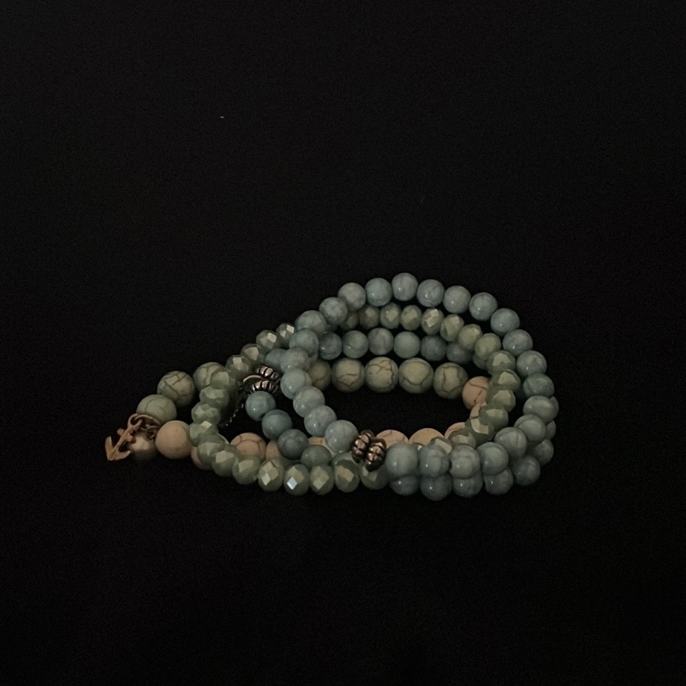 Four heavy aqua and white beads. Can be worn separately or together. Medium. - Picture 2 of 2